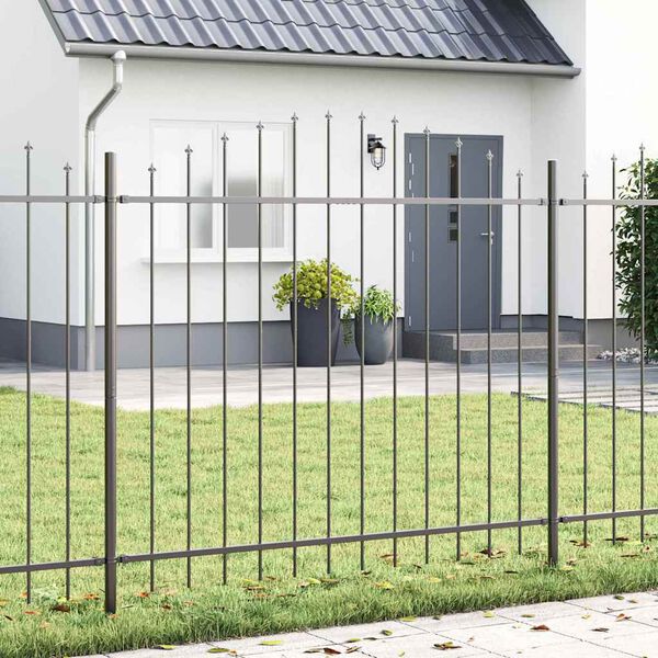 vidaXL Gartenzaun 7 pcs Grau 170 x 190 cm Pulverbeschichteter Stahl