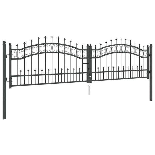 vidaXL Zauntor mit Speerspitze Schwarz 305 x 75 cm Pulverbeschichteter Stahl