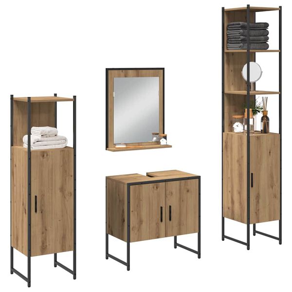 vidaXL Badezimmerm&ouml;bel Set mit Speicher 4 pcs Braun 33 x 33 x 185.5 cm