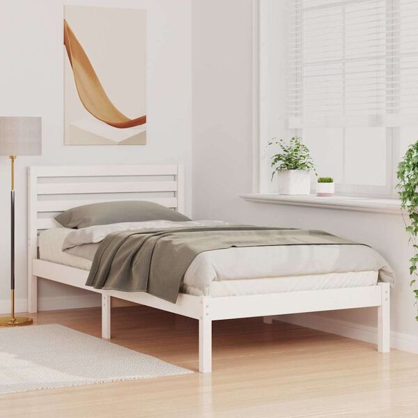 vidaXL Bettrahmen mit Kopfteil Wei&szlig; 80 x 200 cm Massives Kiefernholz