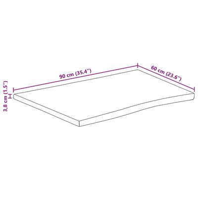 vidaXL Tischplatte 90x60x3,8 cm Rechteckig Massivholz Akazie Baumkante