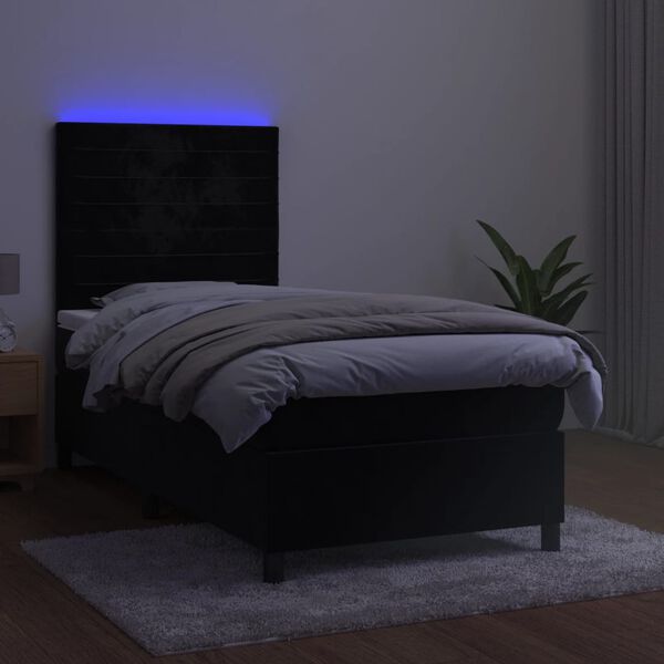 vidaXL Boxspringbett mit Matratze & LED Schwarz 80x200 cm Samt