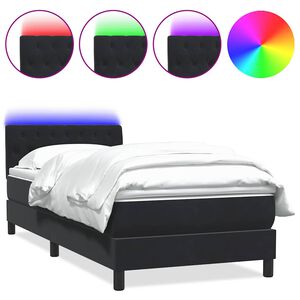 vidaXL Boxspringbett mit Matratze & LED Schwarz 80x220 cm Samt