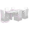 vidaXL 7-tlg. Garten-Essgruppe mit Kissen Schwarz Poly Rattan