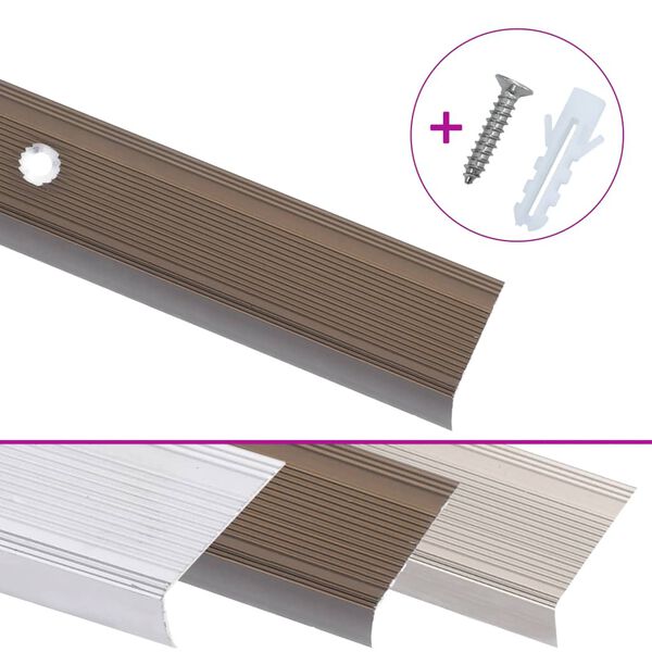 vidaXL Treppenkantenprofil in L-Form 5 Stk. Aluminium 100cm Braun