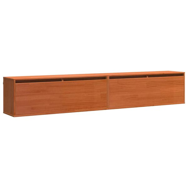 vidaXL Wandschrank mit Regal mit T&uuml;r Wachsbraun Massives Kiefernholz