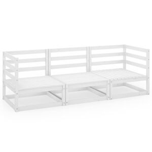 vidaXL Outdoor-Sofa 3-Sitzer Wei&szlig; Massivholz Kiefer