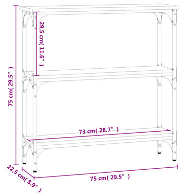 vidaXL Konsolentisch Grau Sonoma 75x22,5x75 cm Holzwerkstoff