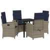 vidaXL Garten Essgruppe 5 stk. Grau Poly-Rattan