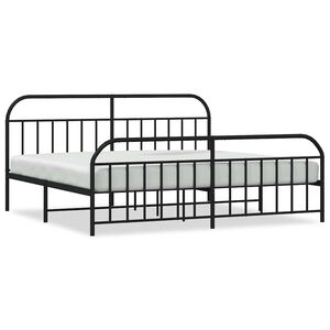 vidaXL Bettgestell mit Kopf- und Fu&szlig;teil Metall Schwarz 193x203 cm