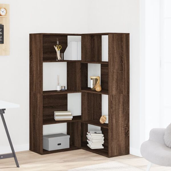 vidaXL Eck-B&uuml;cherregal 4 Etagen Eichen-Optik 85x85x140cm Holzwerkstoff