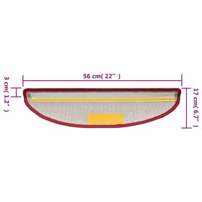 vidaXL Stufenmatten 10 Stk. 56x17x3 cm Bordeauxrot