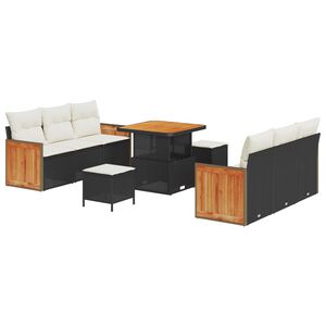 vidaXL Gartensofa-set 11 stk. 8-Sitzanzahl Schwarz und Creme