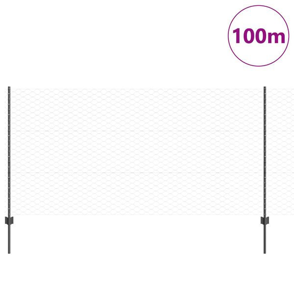 vidaXL Zaun mit Pfosten Grau 1,2 x 100 m Stahl und PVC