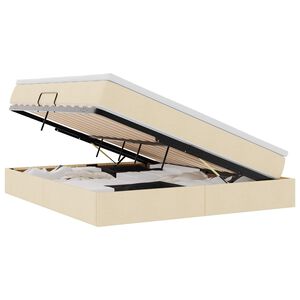 vidaXL Aufbewahrungsbett mit Matratze Creme 160 x 200 cm Polyester