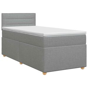 vidaXL Boxspringbett mit Matratze Hellgrau 90 x 190 cm Stoff