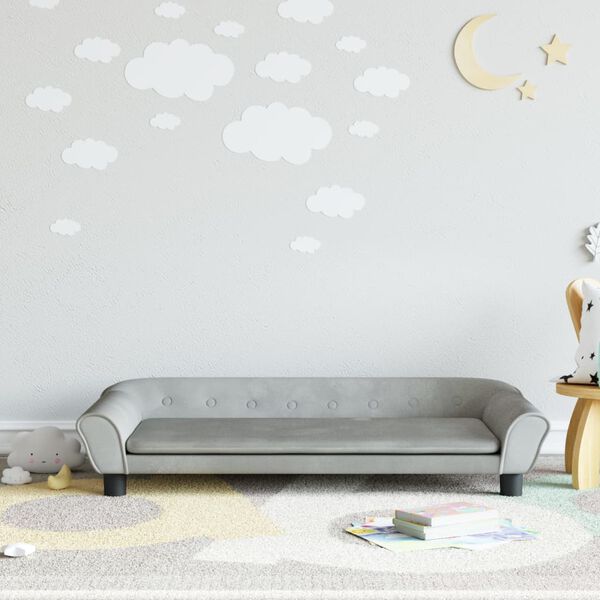 vidaXL Kindersofa Hellgrau 100x50x26 cm Samt