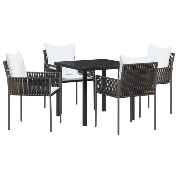 vidaXL Garten Essgruppe 5 pcs Braun und Schwarz PE-Rattan