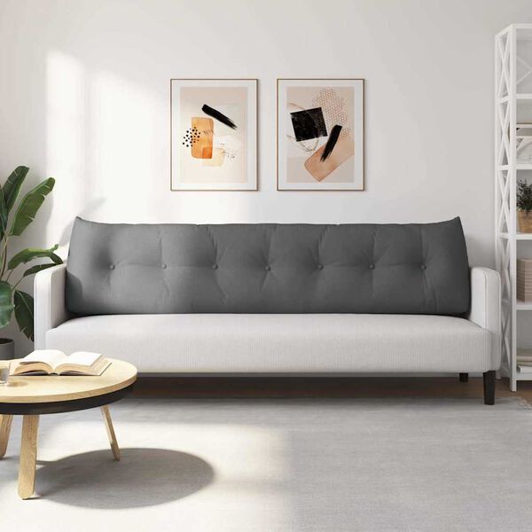 vidaXL R&uuml;cken Kissen Dunkelgrau 200 x 24 x 50 cm Stoff