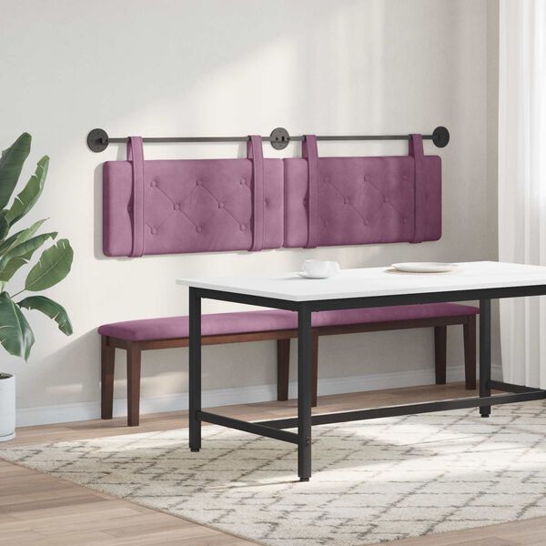 vidaXL H&auml;ngevorderseite Wandmontiert Lila 190 x 55 x 5 cm Samt
