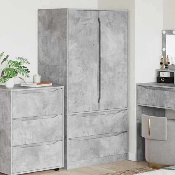 vidaXL Schrank mit Speicher Betongrau 79,5 x 49 x 156 cm Holzwerkstoff