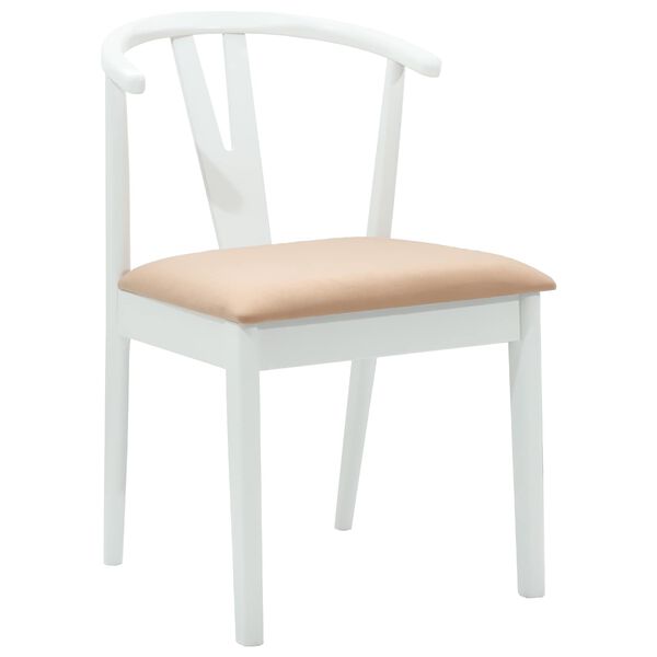vidaXL Esszimmerstuhl 2 pcs Wei&szlig; und Braun Massives Gummiholz