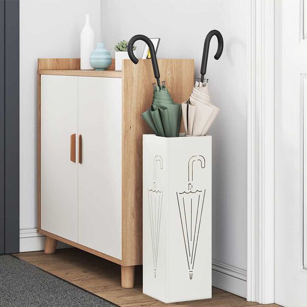 vidaXL Sonnenschirmhalter Weiß 15,5 x 15,5 x 49 cm Metall