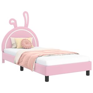vidaXL Kinderbettgestell mit Kopfteil mit Kopfteil Rosa 90 x 190 cm PU