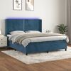 vidaXL Boxspringbett mit Matratze & LED Dunkelblau 180x200 cm Samt