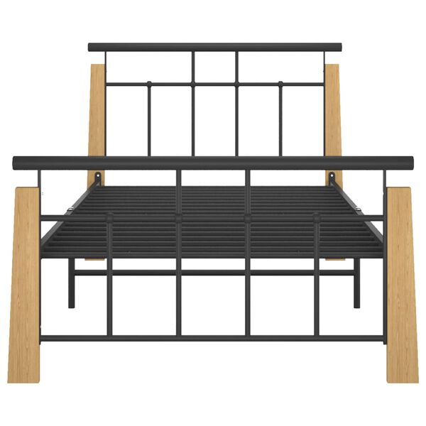 vidaXL Bettgestell Metall und Massivholz Eiche 100x200 cm