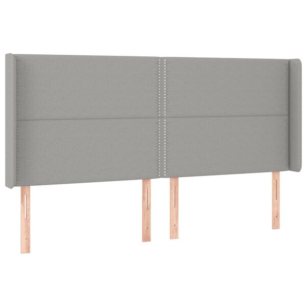 vidaXL LED Kopfteil Hellgrau 203x16x118/128 cm Stoff