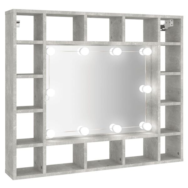 vidaXL Spiegelschrank mit LED Betongrau 91x15x76,5 cm