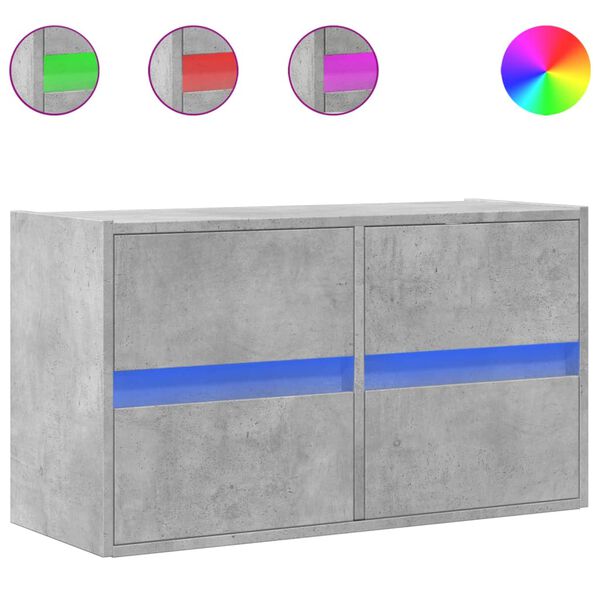 vidaXL TV-Wandschrank mit LED-Beleuchtung Betongrau 80x31x45 cm