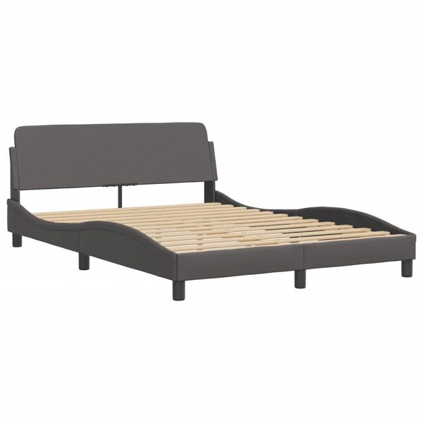 vidaXL Bett mit Matratze "Hvar" Grau 140x190 cm Kunstleder