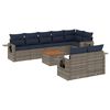 vidaXL 9-teiliges Gartensofa-Set mit Kissen, grau, Polyrattan