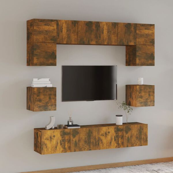 vidaXL 8-tlg. TV-Schrank-Set R&auml;uchereiche Holzwerkstoff