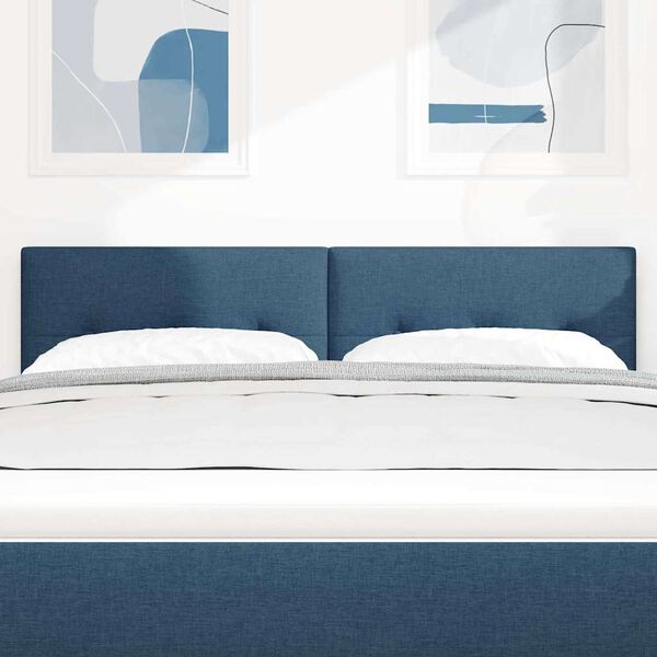 vidaXL LED Kopfteil mit LED-Lichtleisten Blau 144 cm Polyester