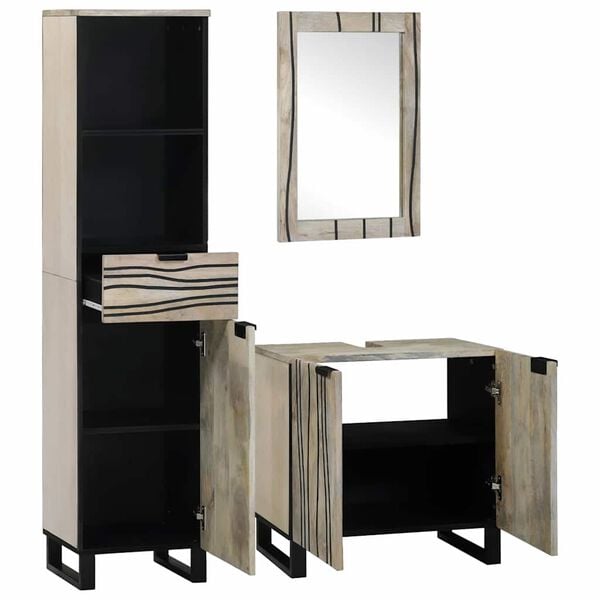 vidaXL Badezimmermöbel-Set mit Schubladen 3 pcs Weiß Holzwerkstoff