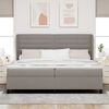 vidaXL Boxspringbett mit Matratze Taupe 200 x 200 cm Stoff