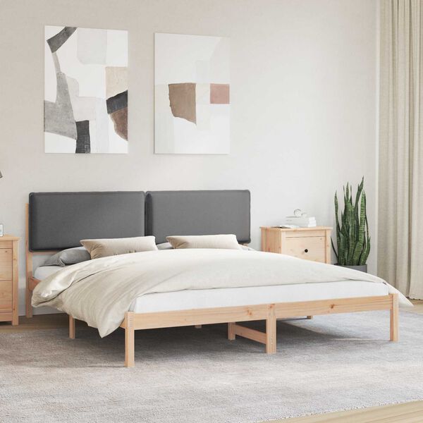 vidaXL Bettgestell mit gepolstertem Kopfteil Dunkelgrau 200 x 200 cm