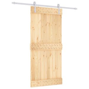 vidaXL Schiebet&uuml;r Nat&uuml;rlich und Wei&szlig; 95 x 210 cm Massivkiefer