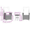 vidaXL 3-tlg. Bistro-Set mit Kissen Schwarz Poly Rattan