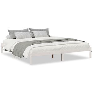 vidaXL Massivholzbett Extra Lang ohne Matratze Wei&szlig; 200x220 Kieferholz