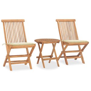 vidaXL 3-tlg. Garten-Essgruppe mit Kissen Klappbar Massivholz Teak