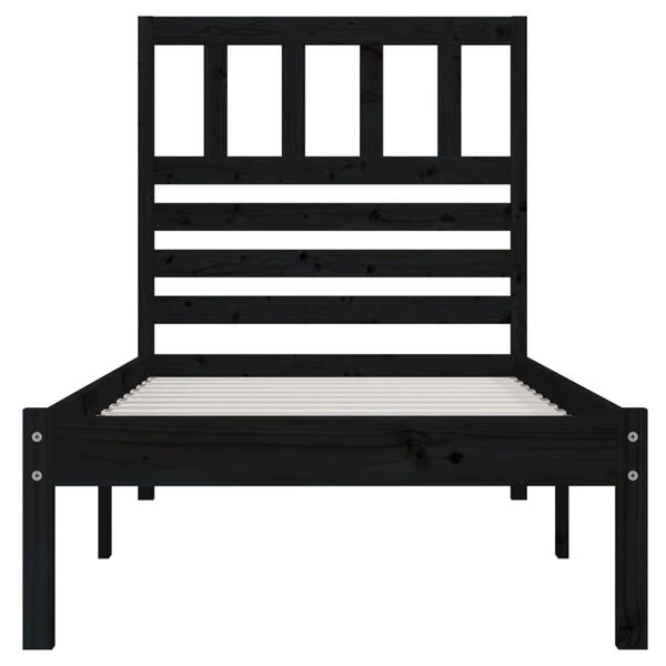 vidaXL Massivholzbett Schwarz Kiefer 100x200 cm