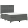vidaXL Boxspringbett mit Matratze Dunkelgrau 140 x 190 cm Stoff