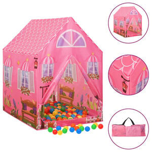vidaXL Kinder-Spielzelt mit 250 B&auml;llen Rosa 69x94x104 cm