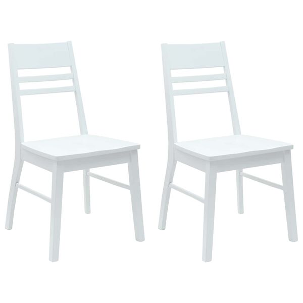 vidaXL Esszimmerst&uuml;hle 2 pcs Wei&szlig; 43 x 54 x 89 cm Massives Gummiholz
