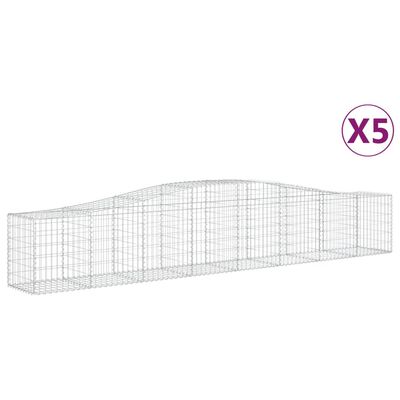 vidaXL Gabionen mit Hochbogen 5 Stk. 400x50x60/80cm Verzinktes Eisen