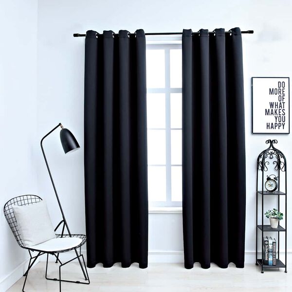 vidaXL Verdunkelungsvorh&auml;nge mit Metall&ouml;sen 2 Stk. Schwarz 140x225 cm